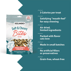 Icelandic+ Soft & Chewy Bites Salmon, Cranberry & Kelp Treats For Cats