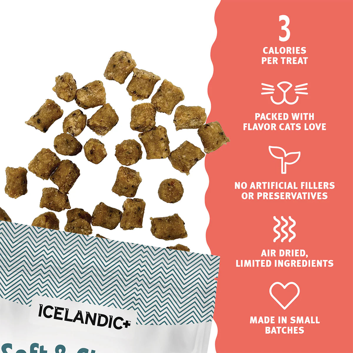 Icelandic+ Soft & Chewy Bites Salmon, Cranberry & Kelp Treats For Cats
