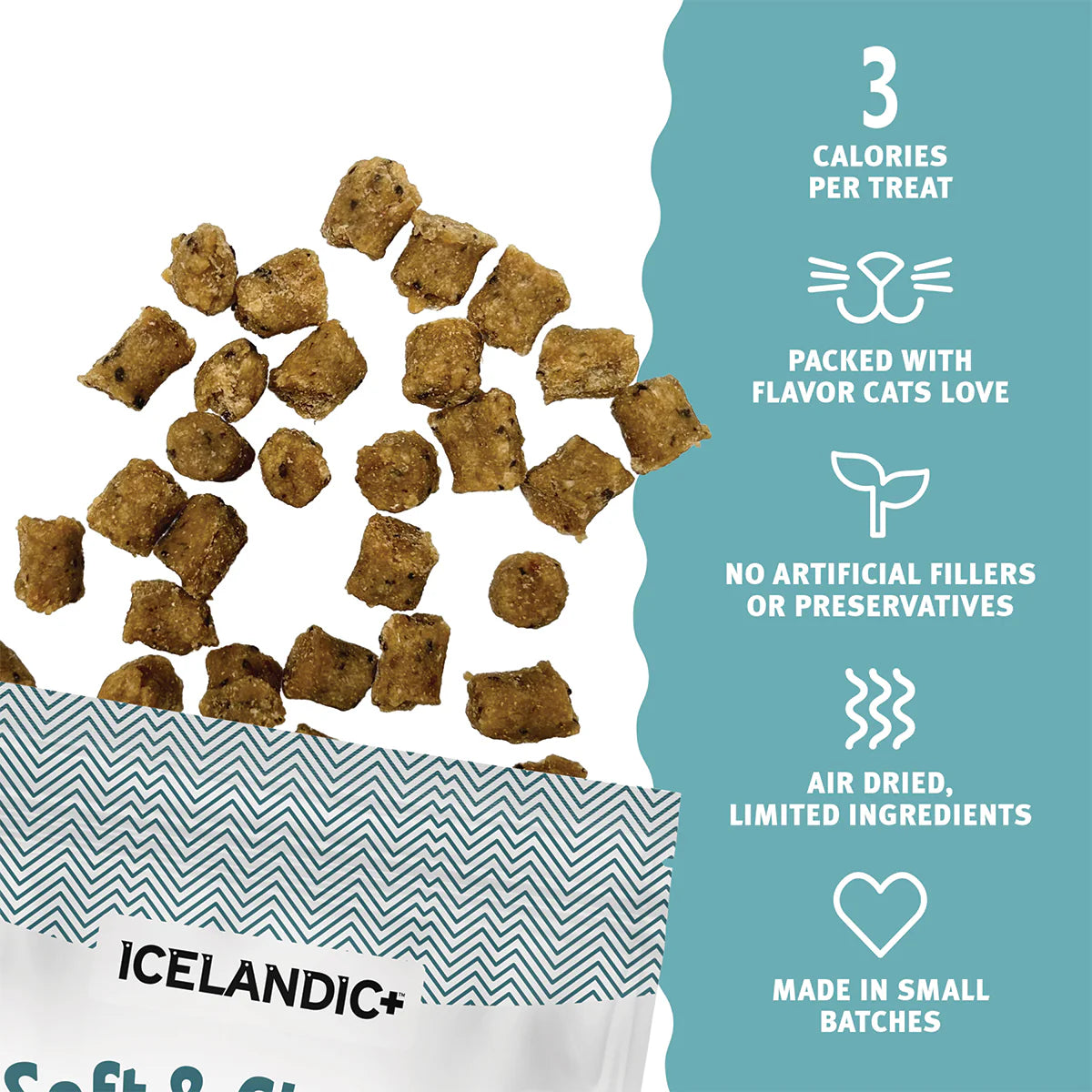 Icelandic+ Soft & Chewy Bites Trout, Raspberry & Kelp Treats For Cats