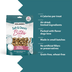 Icelandic+ Soft & Chewy Bites Beef, Plum & Kelp Recipe Treats For Dogs