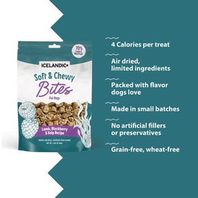 Icelandic+ Soft & Chewy Bites Lamb, Blackberry & Kelp Treats For Dogs