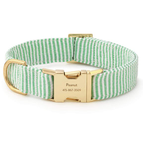 Foggy Dog - Dog Collar Green Seersucker