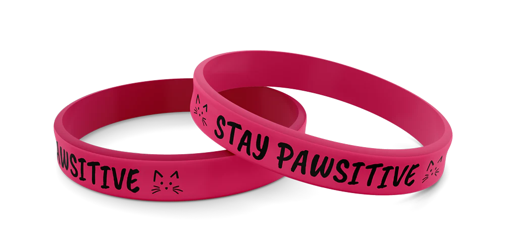 Wild Meadow Farms Wrist Band Stay Pawsitive -Cat Faces Silicone