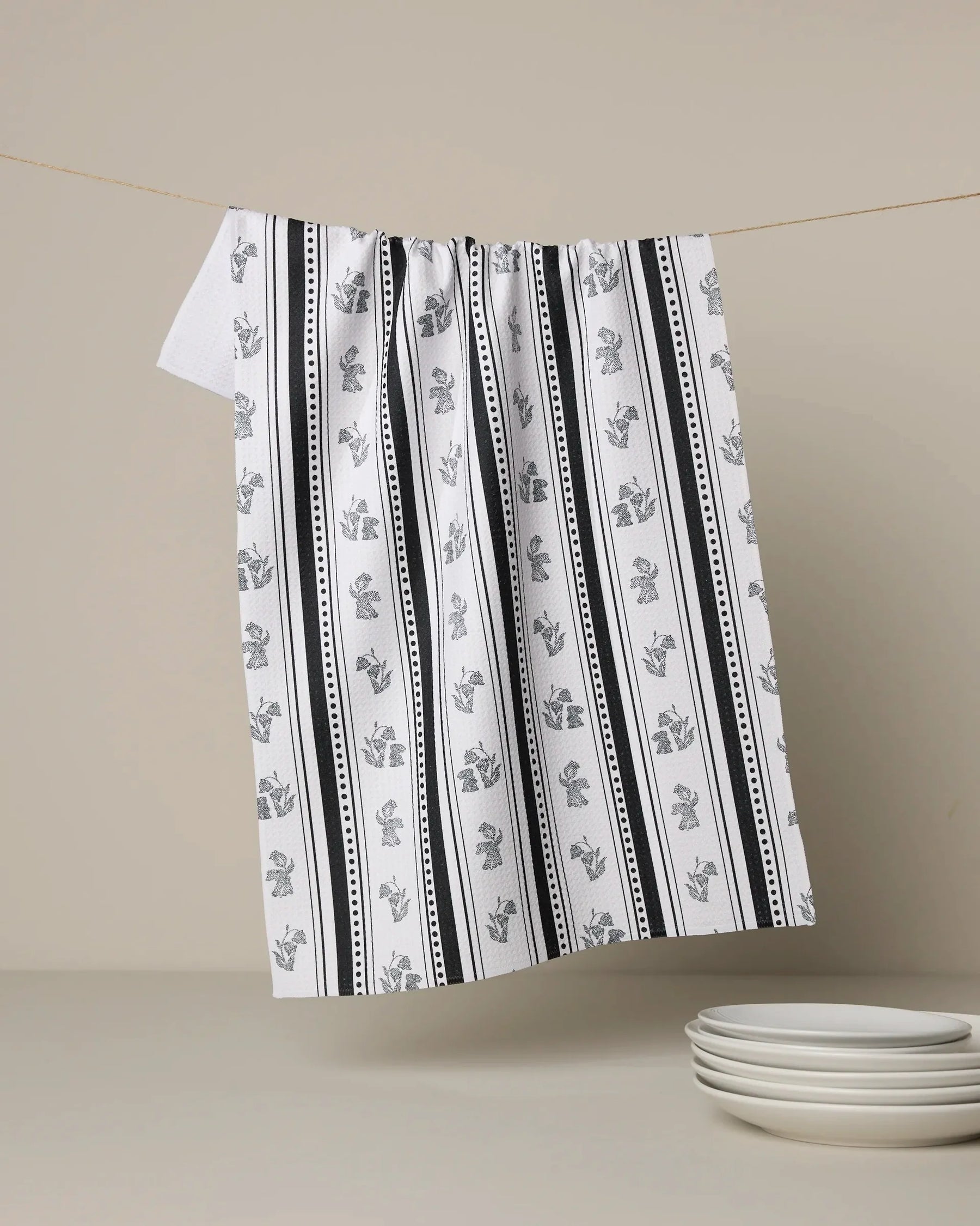 Geometry - Tea Towel Bunny Dots Stripe