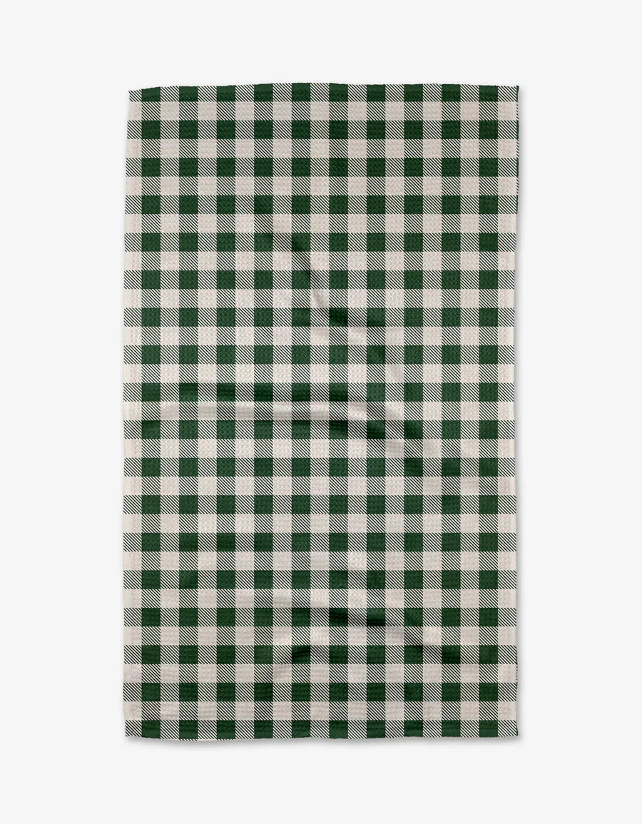 Geometry - Tea Towel Christmas Gingham Green