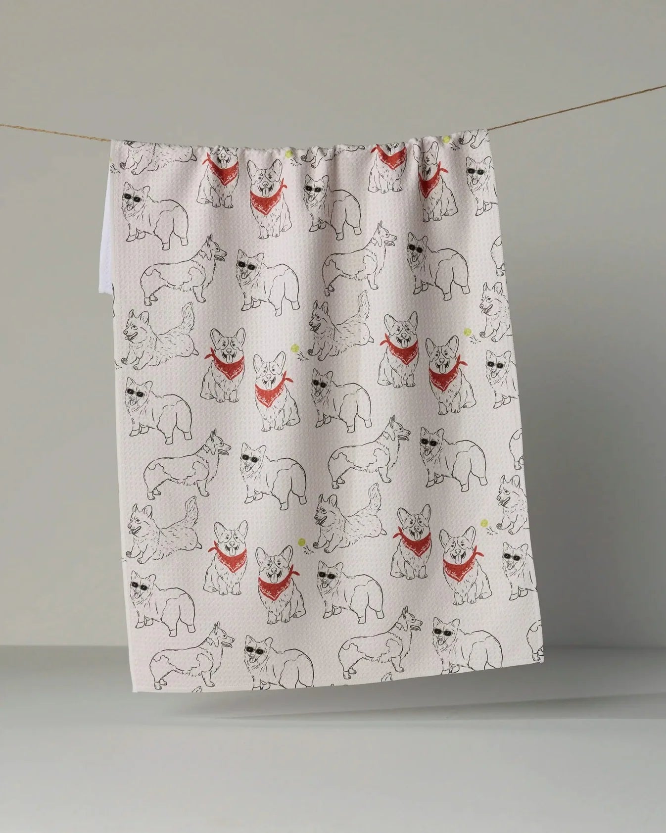Geometry - Tea Towel Corgi Club Poppy