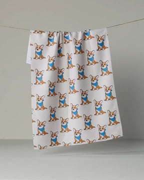 Geometry - Tea Towel Corgi Pals Blue