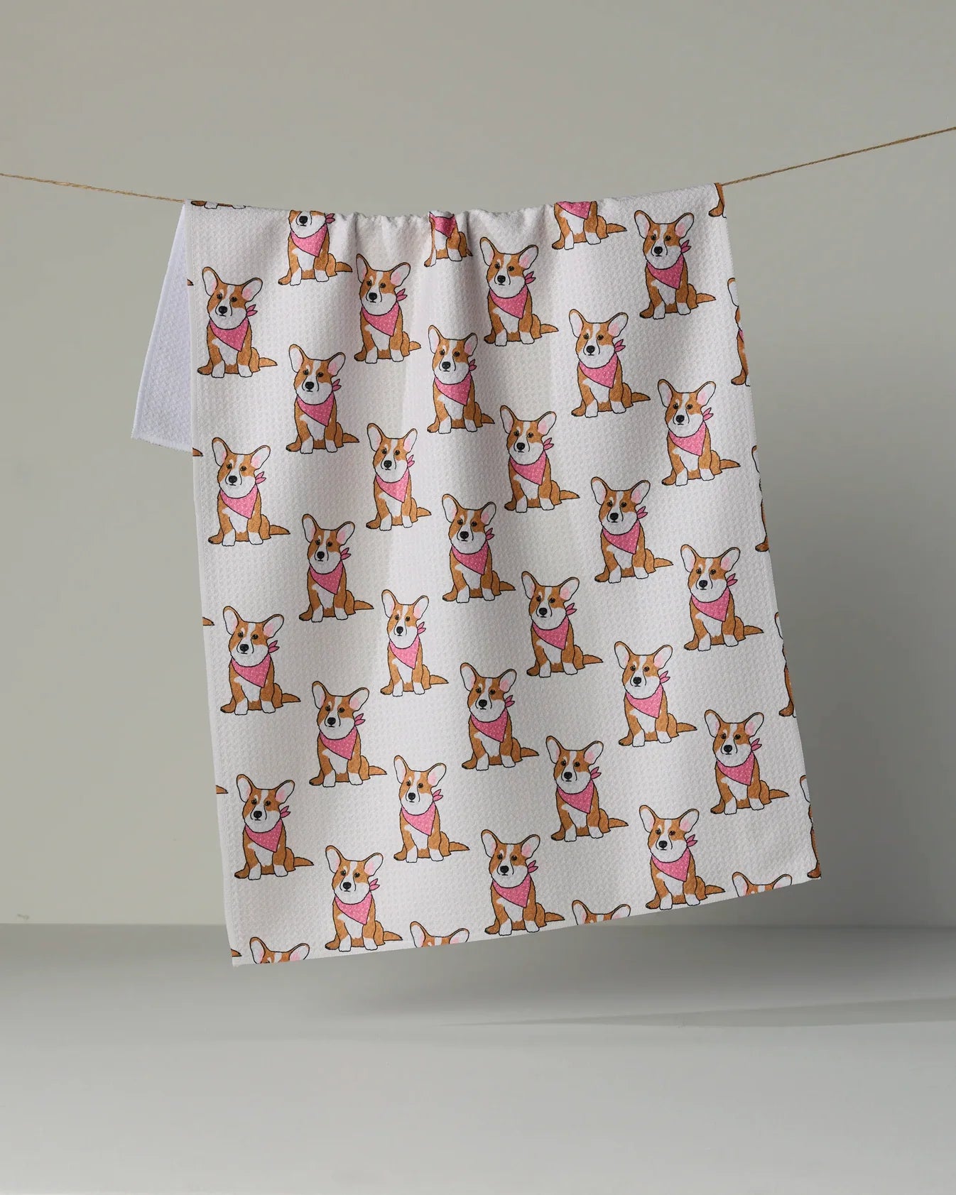 Geometry - Tea Towel Corgi Pals Pink