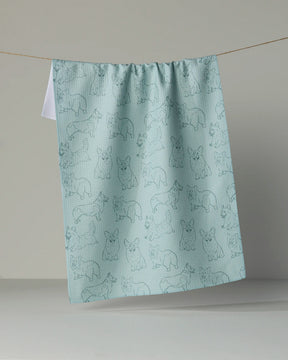 Geometry - Tea Towel Corgi Pups Rain