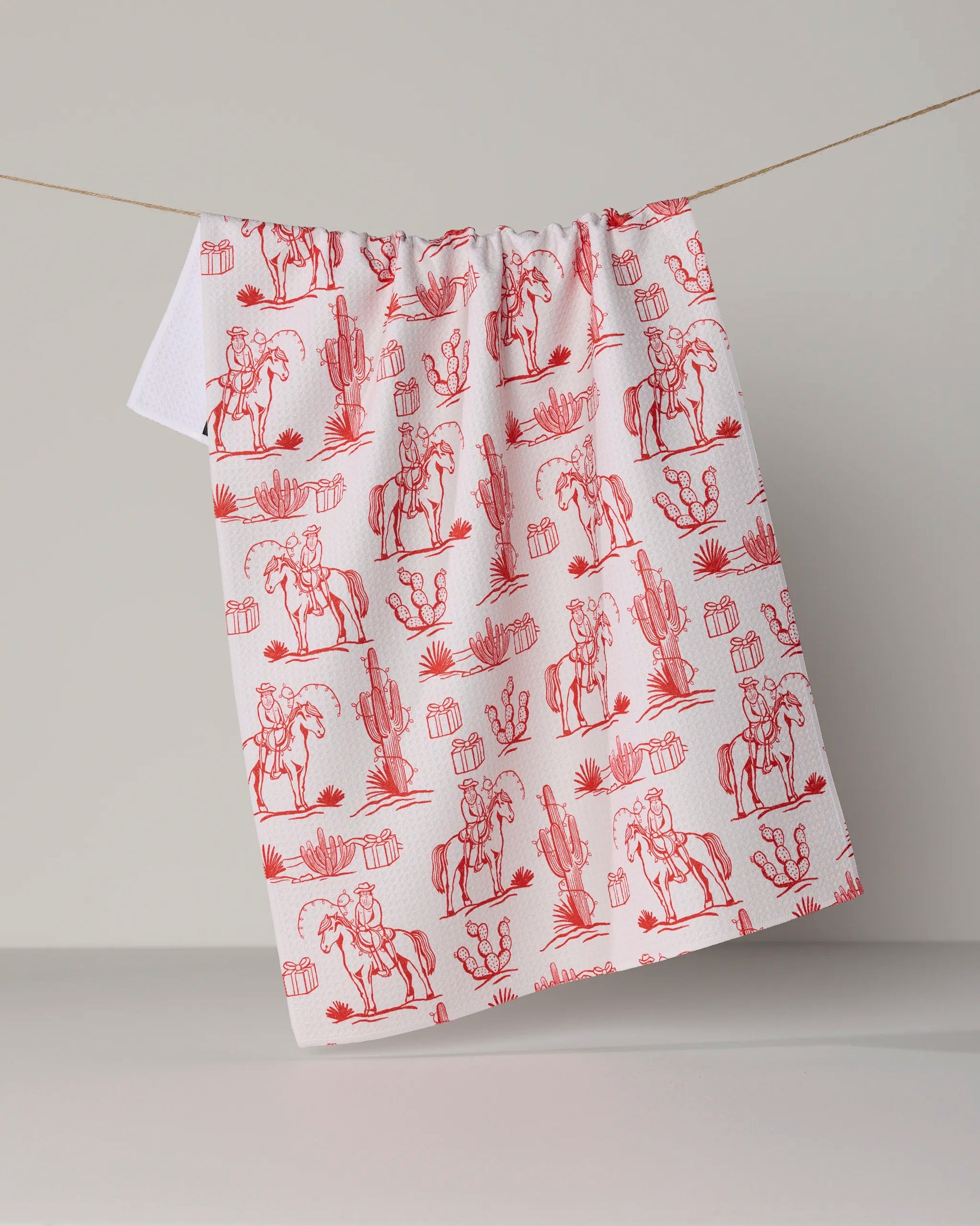 Geometry - Tea Towel Cowboy Claus Red