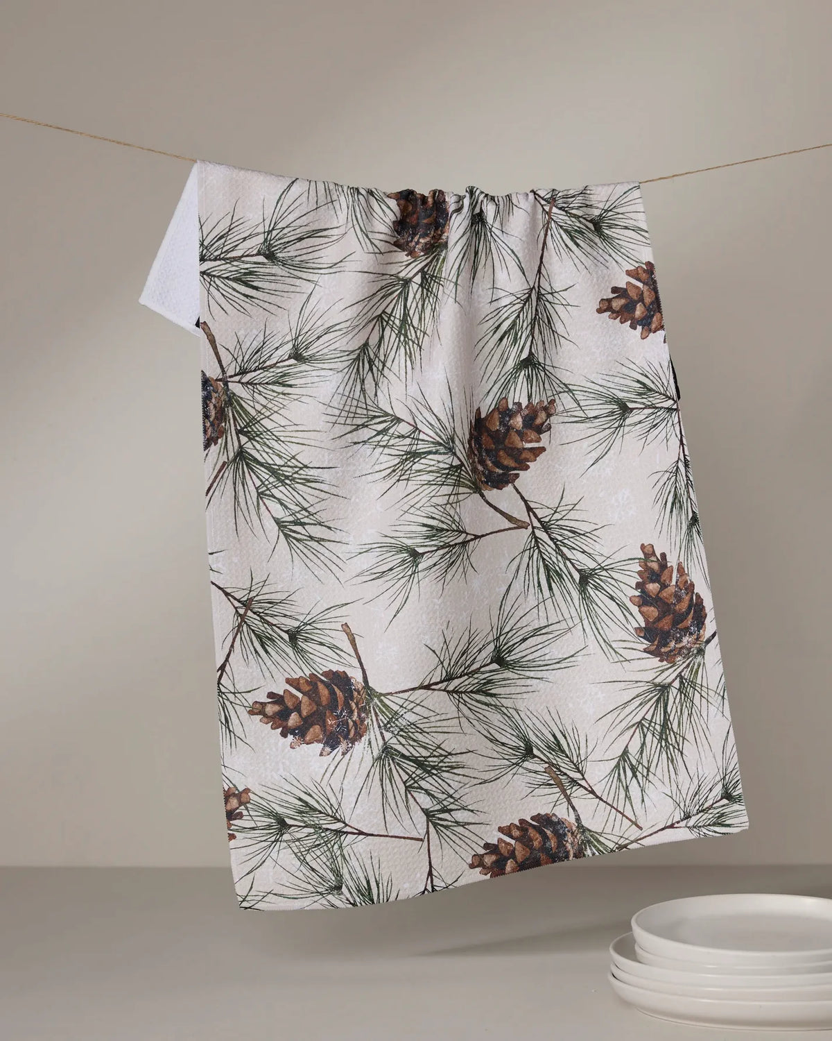 Geometry - Tea Towel Evergreen Frost