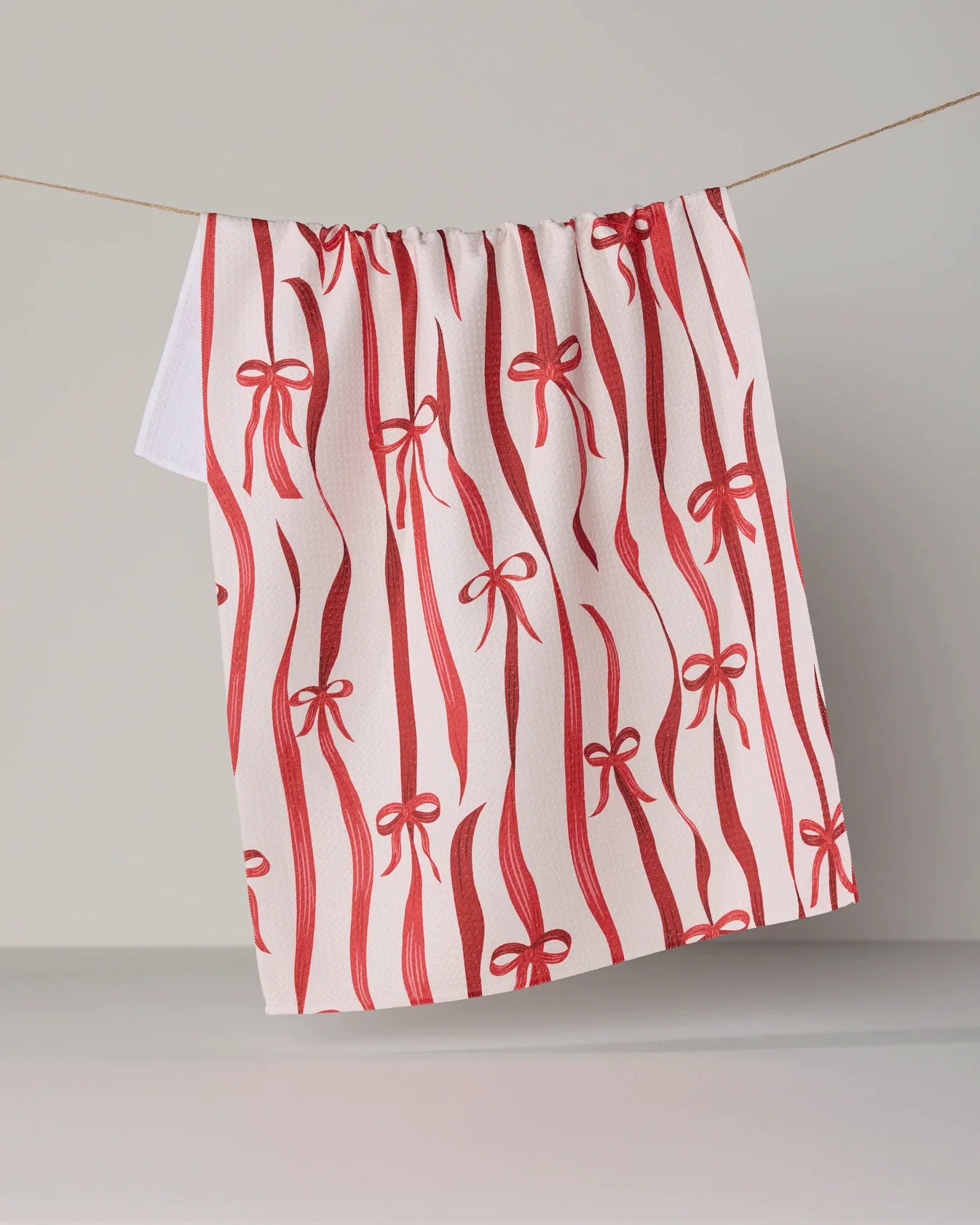 Geometry - Tea Towel Falling Ribbon Scarlet