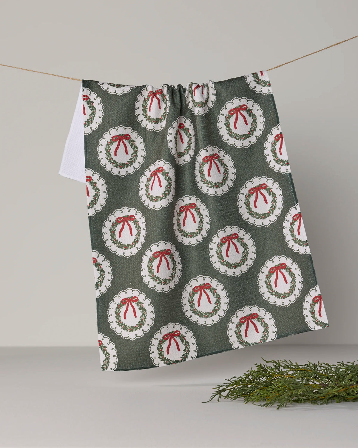 Geometry - Tea Towel Merry Wreaths