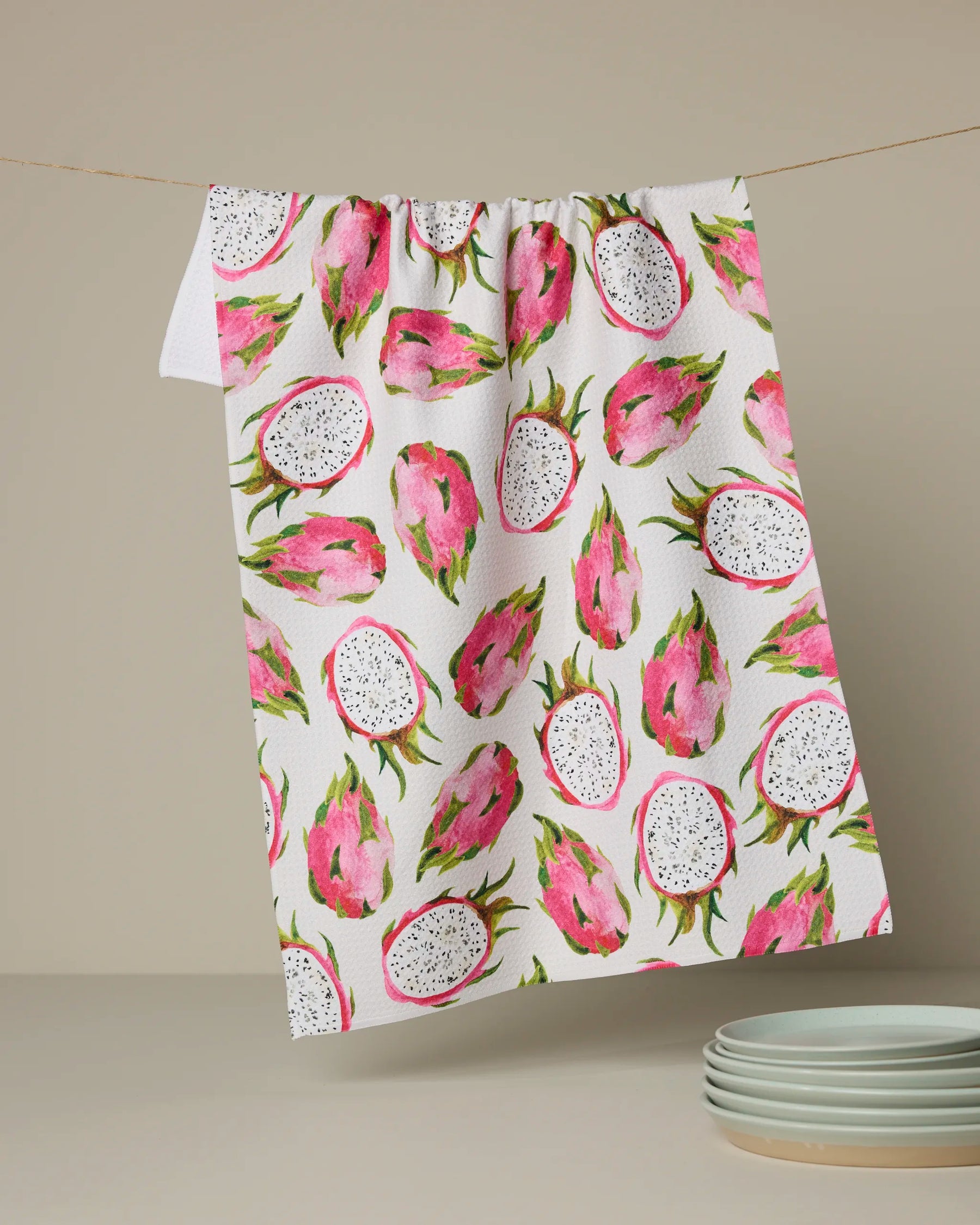 Geometry - Tea Towel Pink Dragon