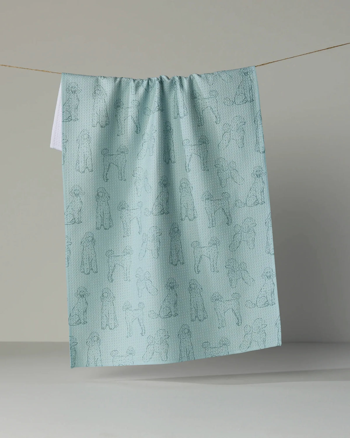 Geometry - Tea Towel Poodle Pups Rain