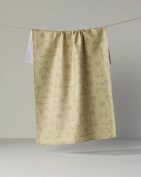Geometry - Tea Towel Pug Pups Aloe