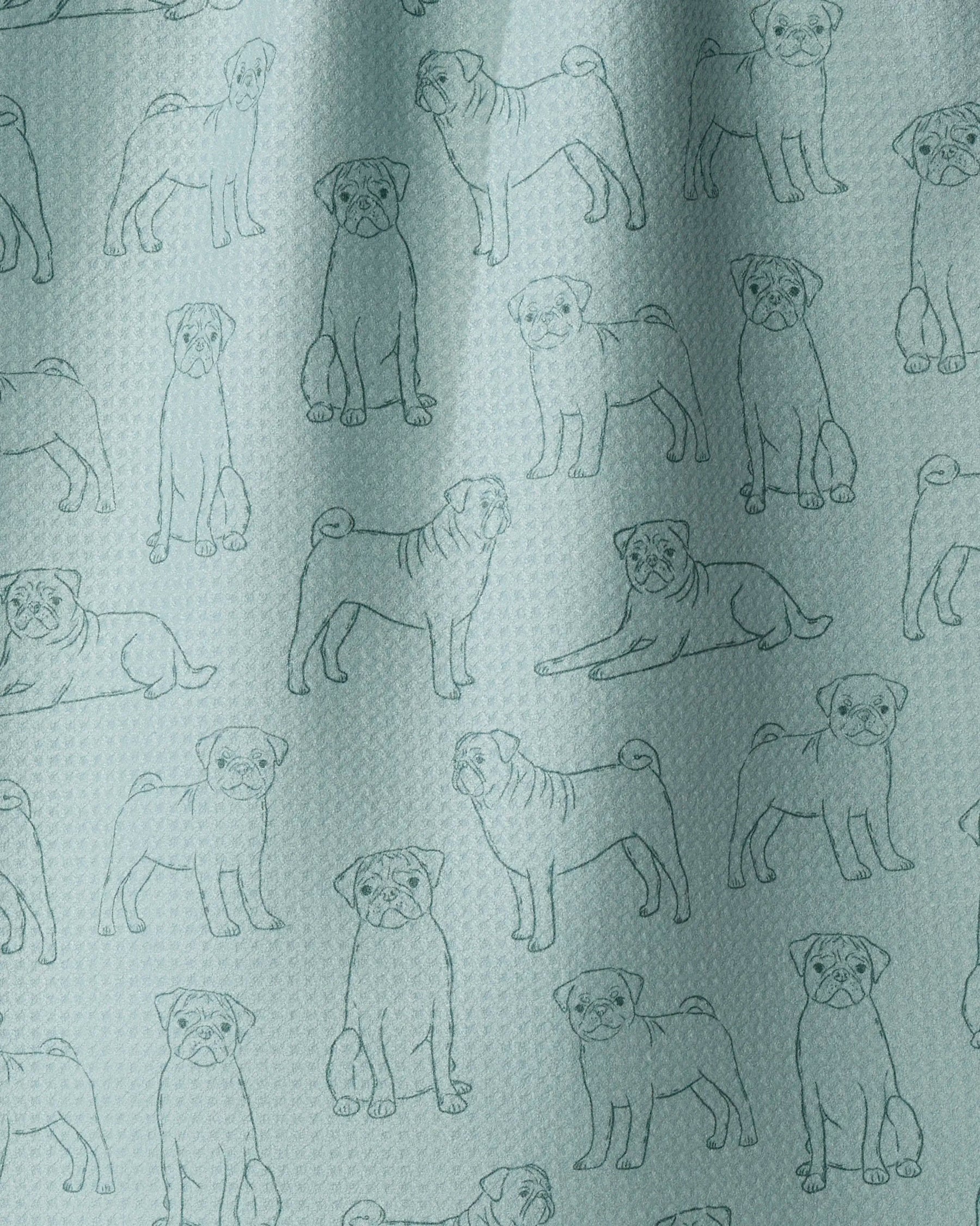 Geometry - Tea Towel Pug Pups Rain