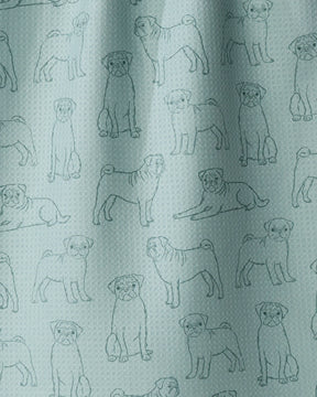 Geometry - Tea Towel Pug Pups Rain