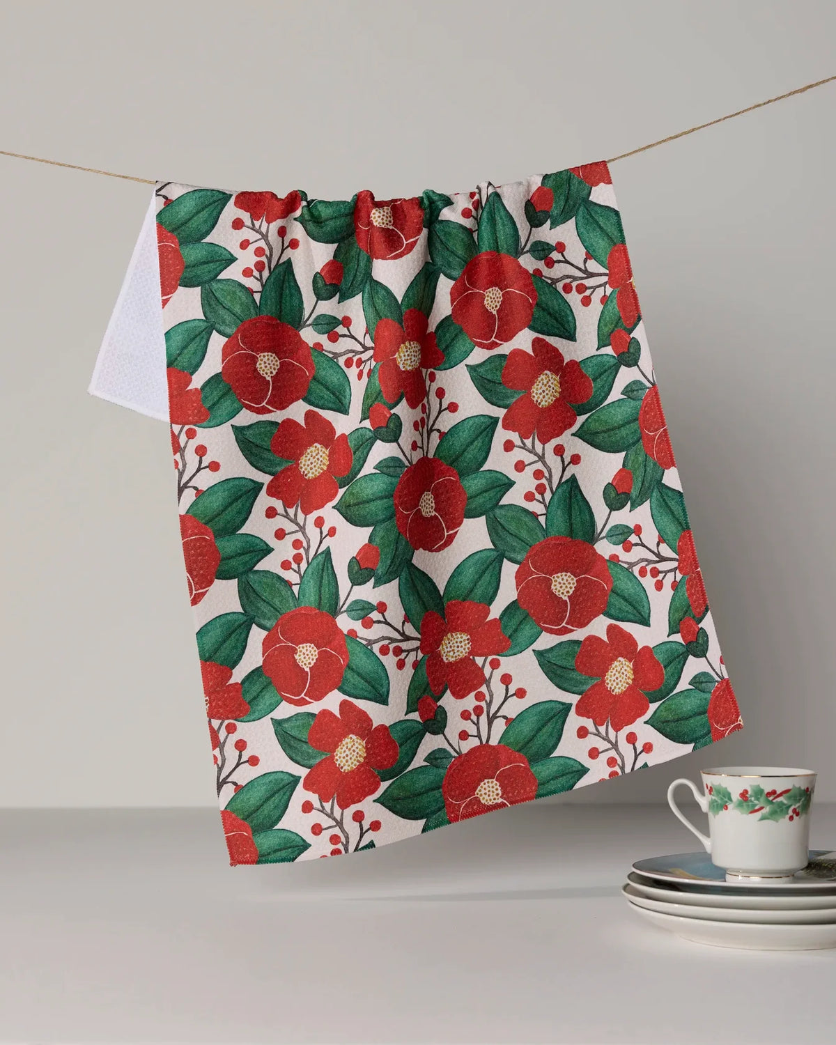 Geometry - Tea Towel Winter Camellia