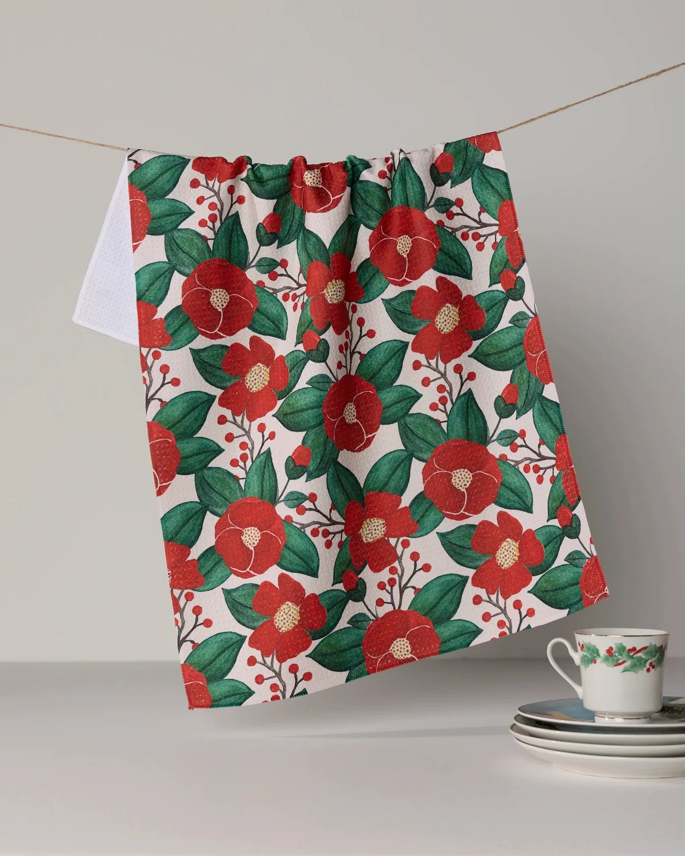 Geometry - Tea Towel Winter Camellia
