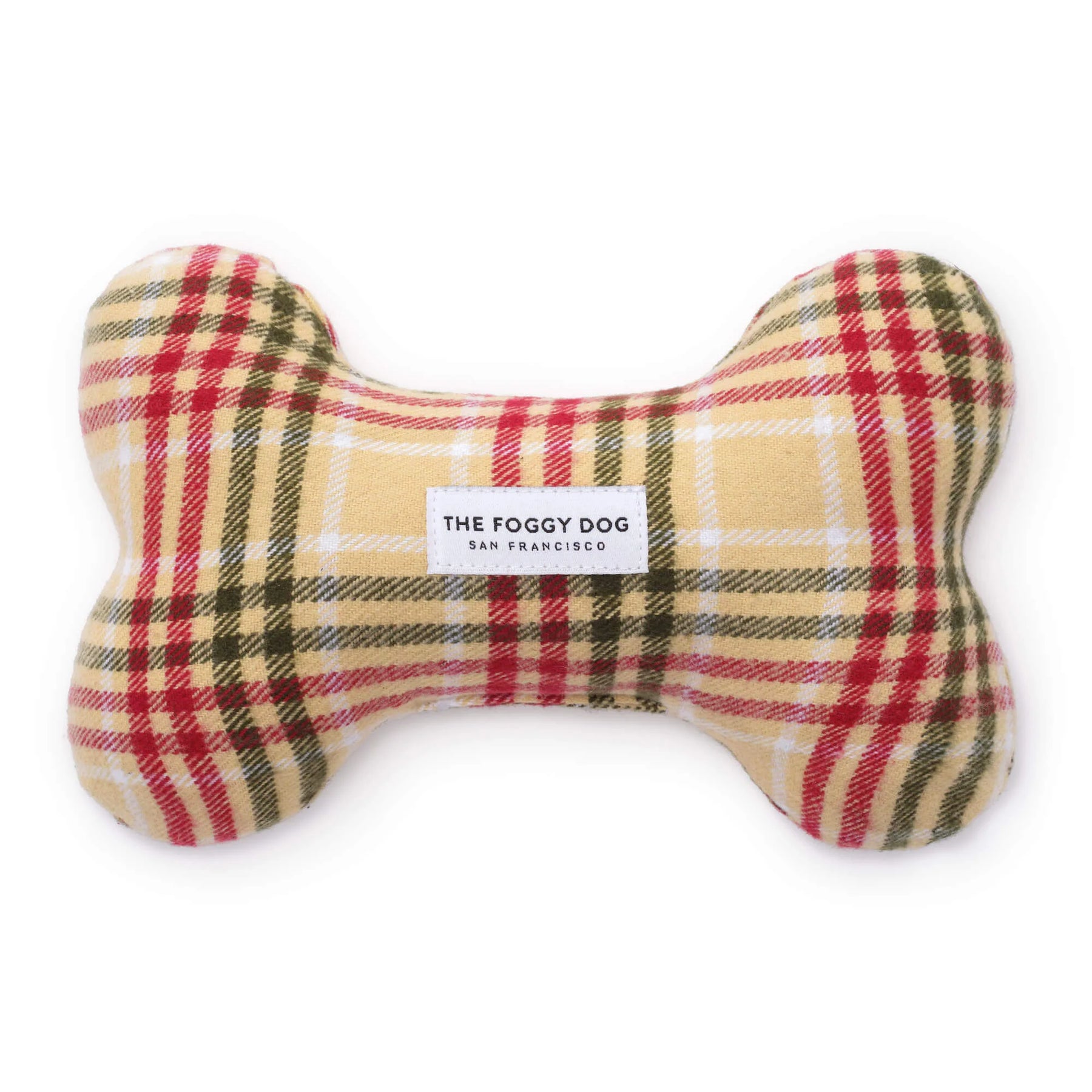 The Foggy Dog - Dog Toy Bone Eggnog Plaid