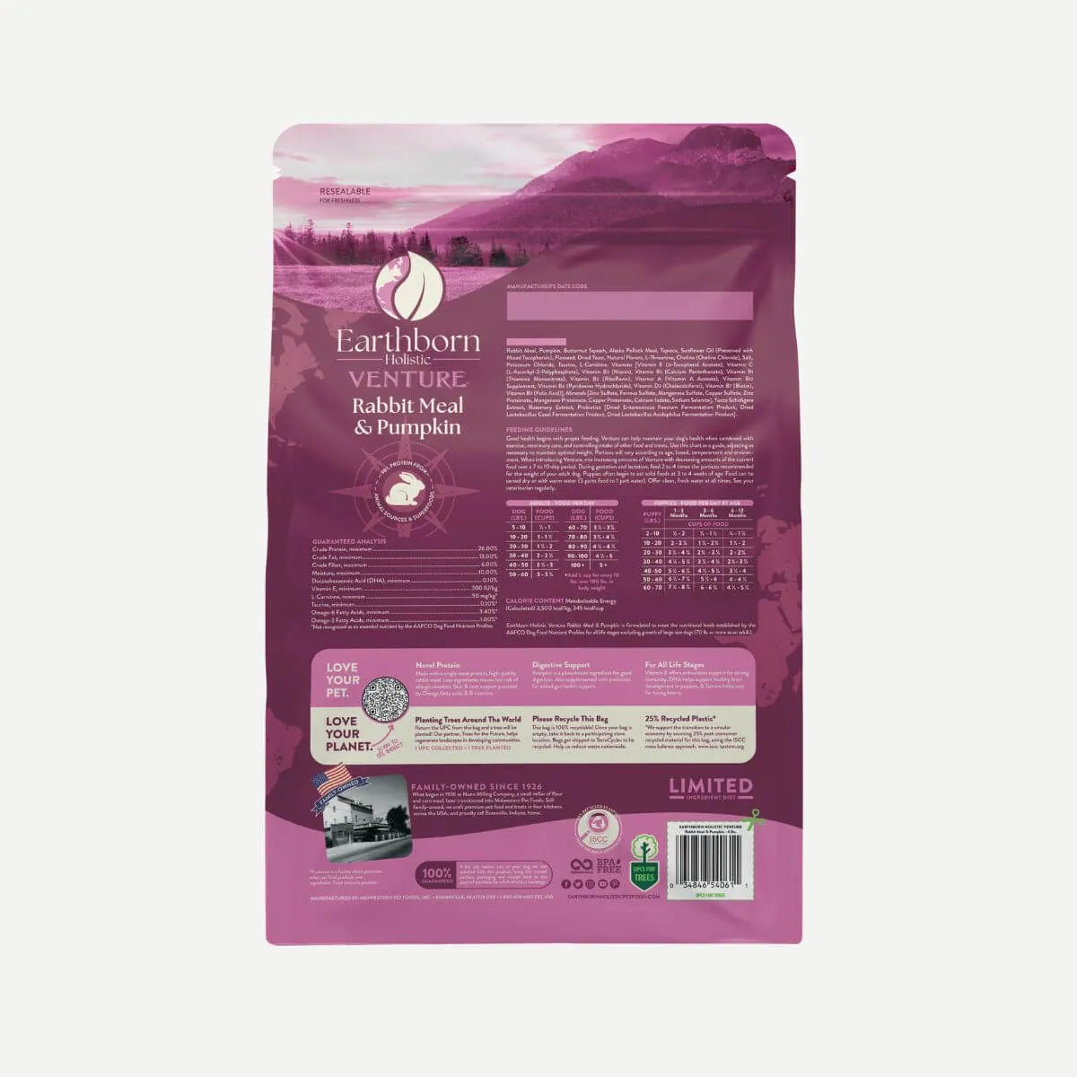 Earthborn Holistic Venture - All Breeds, Adult Dog Rabbit Meal & Pumpkin Recipe Dry Dog Food - Southern Agriculture 