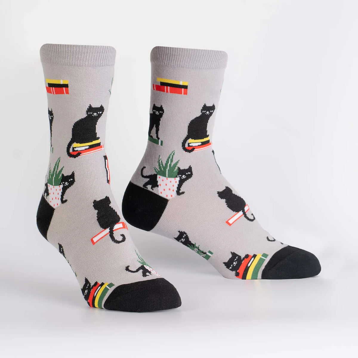 Sock It To Me - Women's Crew Sock: Booked For Meow