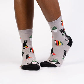 Sock It To Me - Women's Crew Sock: Booked For Meow