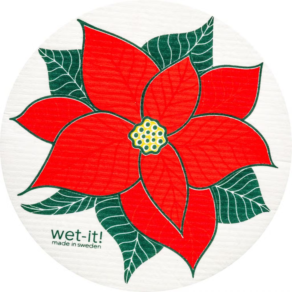 Wet-it! - Poinsettia Round Swedish Cloth