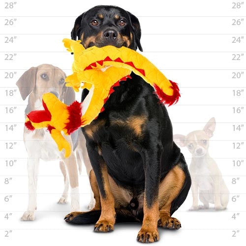 Tuffy Dog Toys - Mighty Dragon Yellow Plush Squeaky Dog Toy