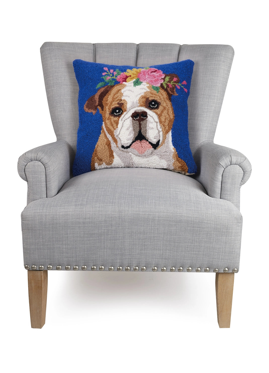 Peking Handicraft - Pillow Hook Floral Bulldog