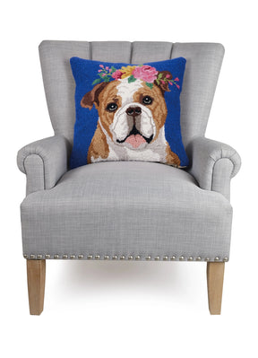 Peking Handicraft - Pillow Hook Floral Bulldog