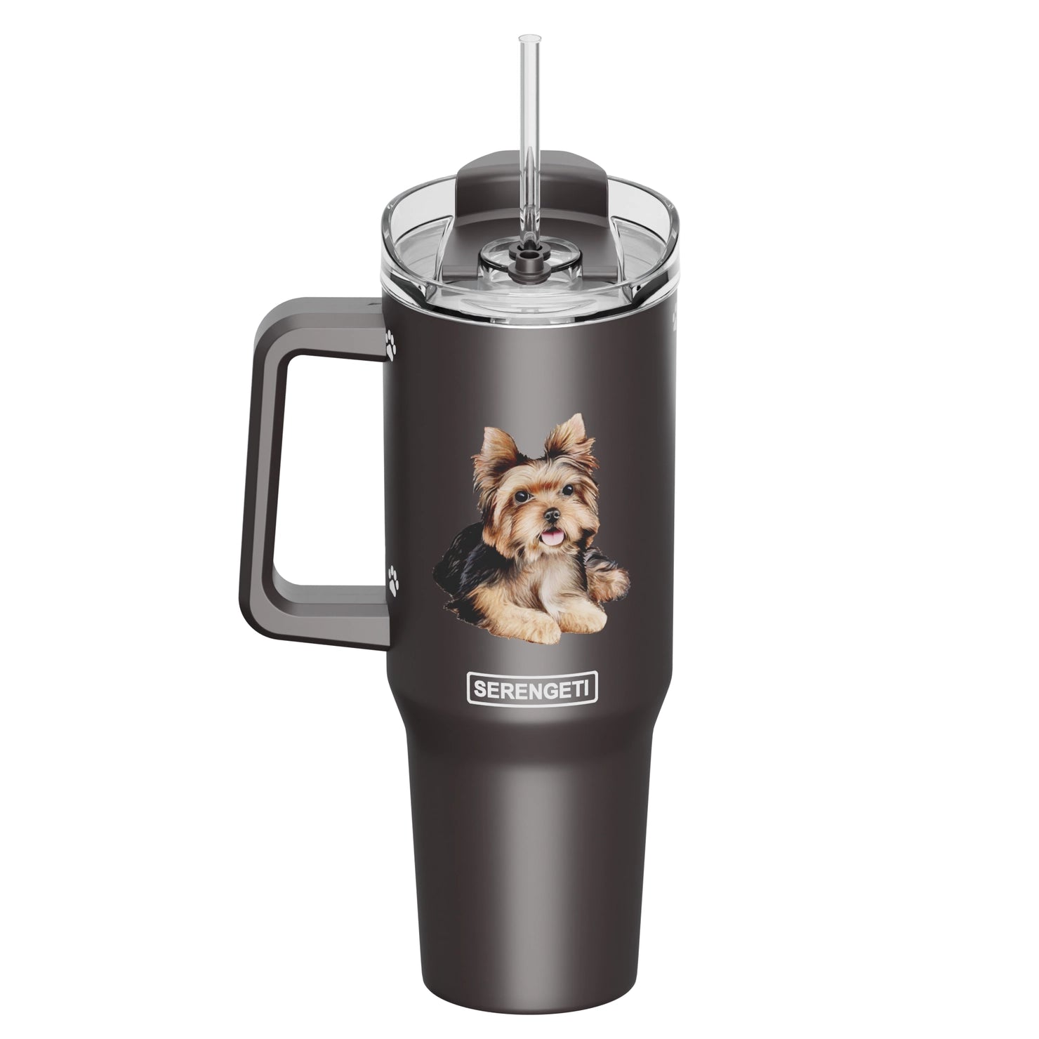 E & S Imports - Tumbler with Handle & Straw Yorkie