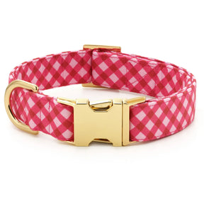 The Foggy Dog - Raspberry Gingham Valentine's Day Dog Collar