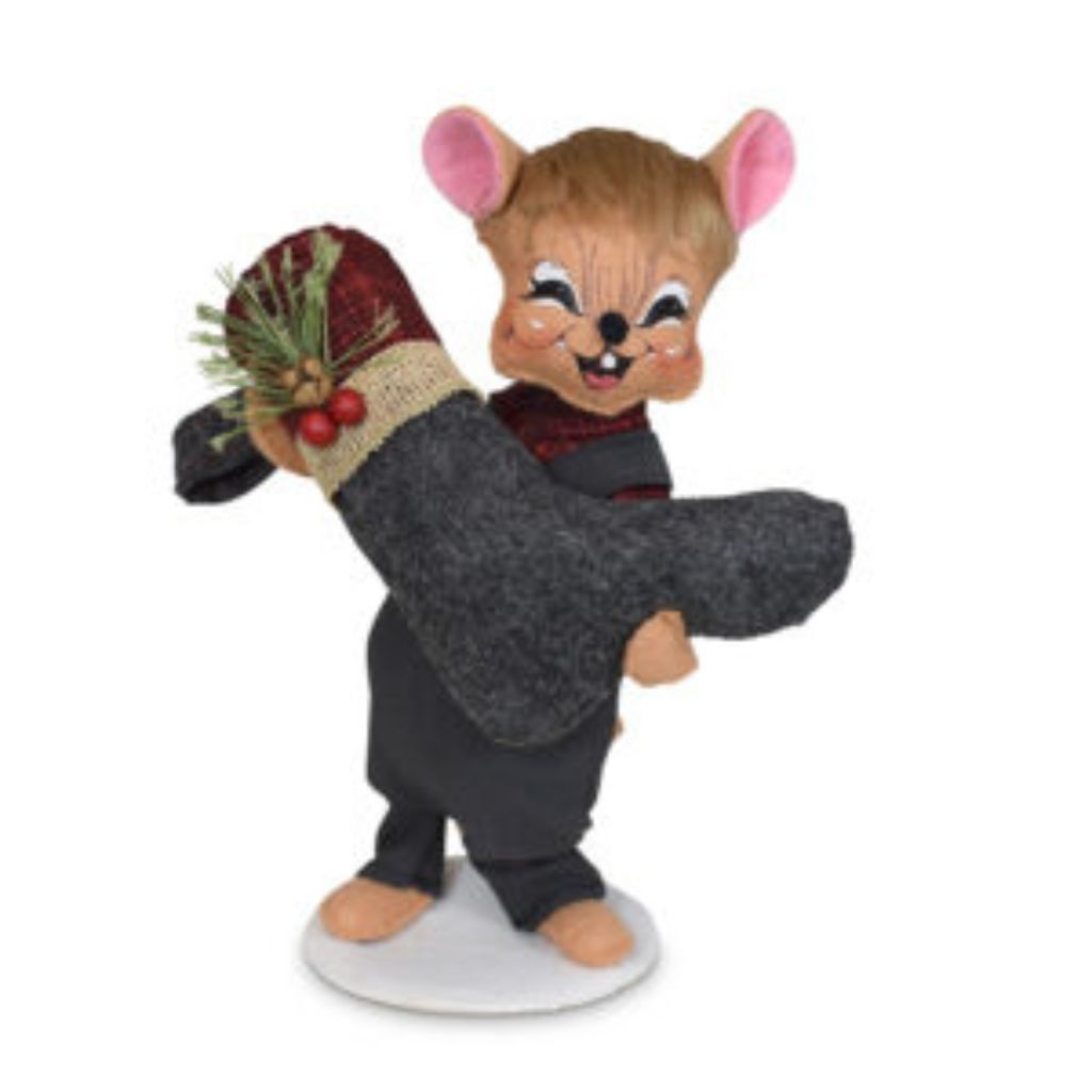 Annalee Dolls -  Plaid & Pine Stocking Mouse