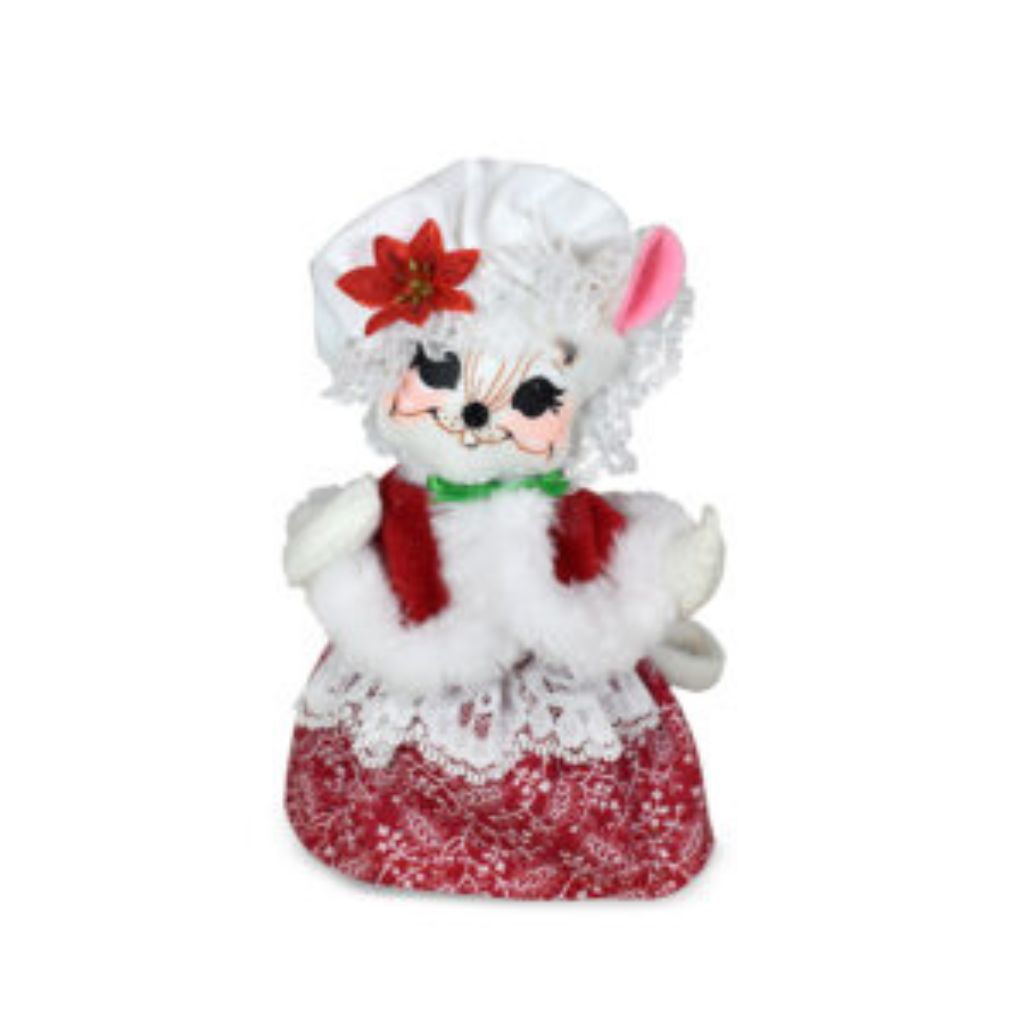Annalee Dolls -  Poinsettia Mrs. Santa Mouse