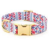 The Foggy Dog - Dog Collar Red, White and Bloom