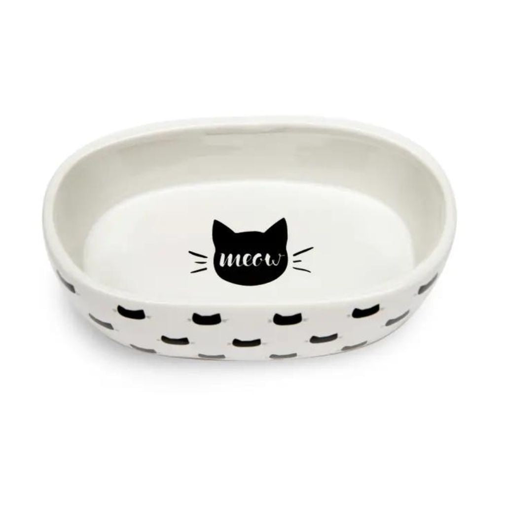 Park Life Design - White Monty Oval Cat Dish