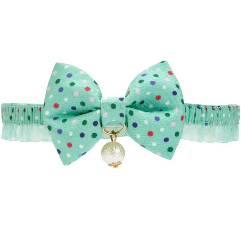 Blueberry Pet - Polka Dot Bowtie Cat Collar with Pearl