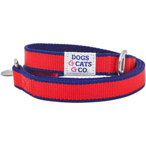 Blueberry Pet - Contrast Stripe Red/Navy Dog Leash