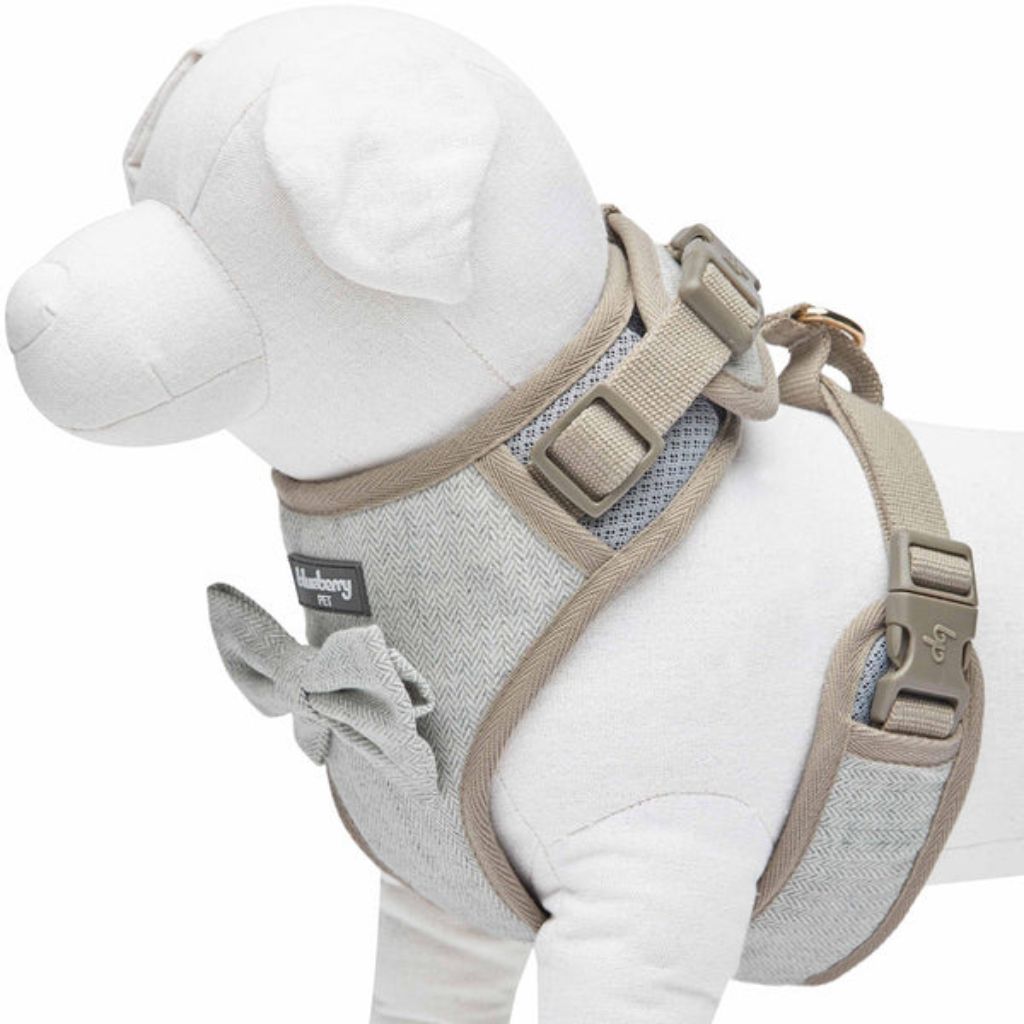 Blueberry Pet - Greyish Beige | Textured Tweed Dog Harness Vest