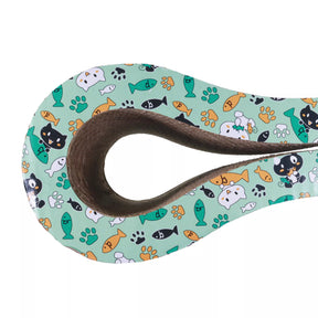 Coastal - Infinity Symbol Scratcher With Comical Cats, Fish & Pawprints