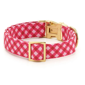 The Foggy Dog - Raspberry Gingham Valentine's Day Dog Collar