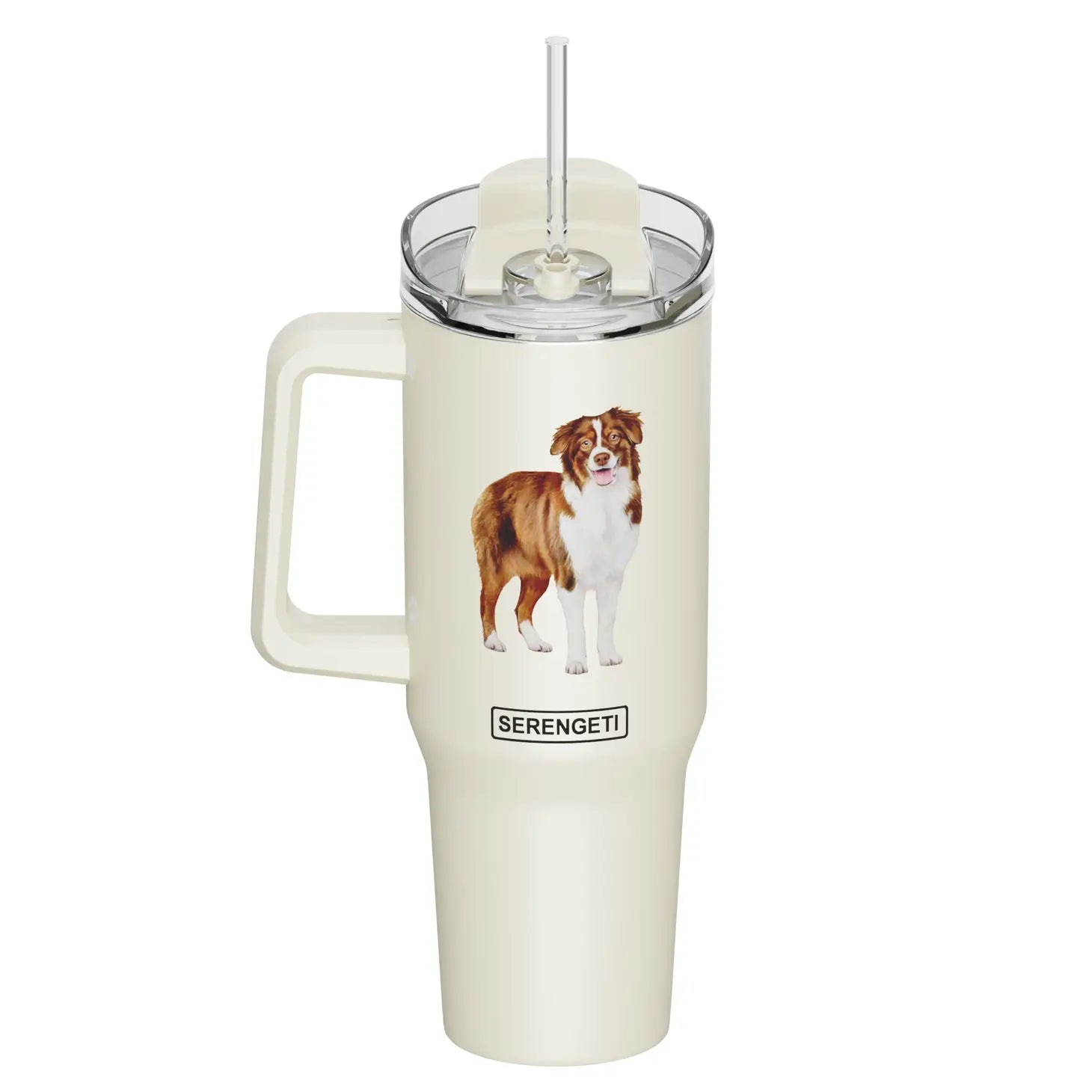 E & S Imports - Tumbler with Handle & Straw Australian Shepherd