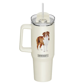 E & S Imports - Tumbler with Handle & Straw Australian Shepherd