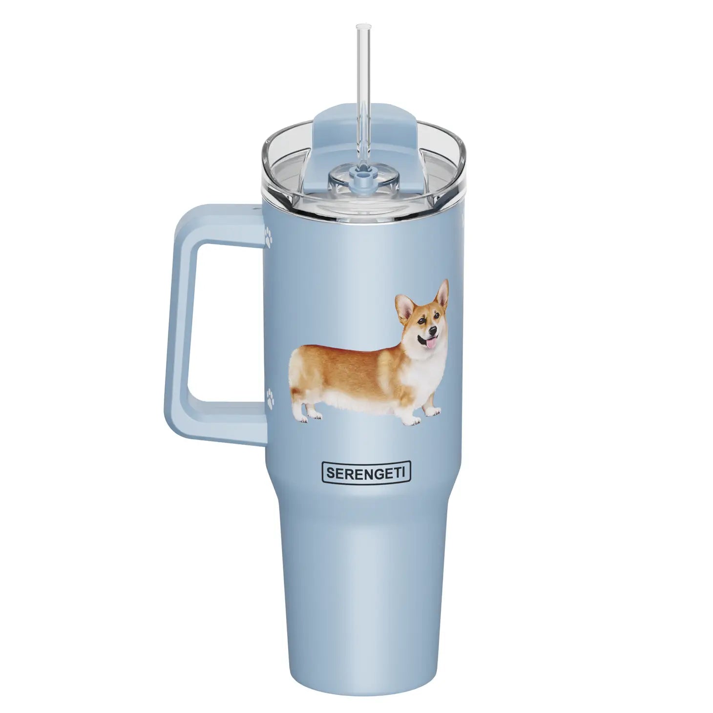 E & S Imports - Tumbler with Handle & Straw Welsh Corgi 40 oz.