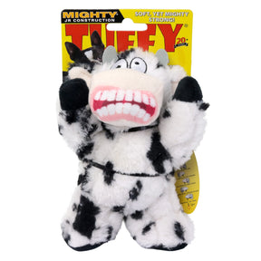 Tuffy Dog Toys - Mighty Jr Angry Animals Cow Plush Squeaky Dog Toy