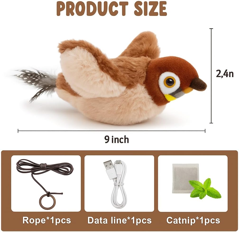 Vigor - Sparrow Bird Chirping Cat Toy Plush