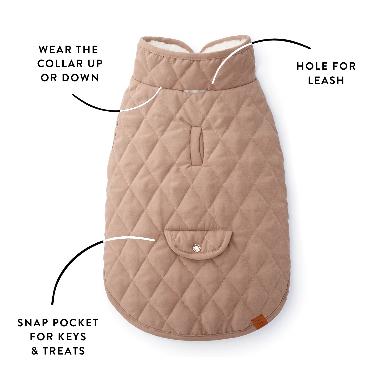 The Foggy Dog - Dog Jacket Fawn Sherpa-Lined Reversible