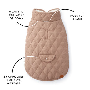 The Foggy Dog - Dog Jacket Fawn Sherpa-Lined Reversible